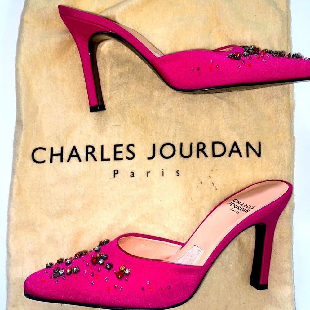 Charles Jourdan Hot pink Rhinestone Heels